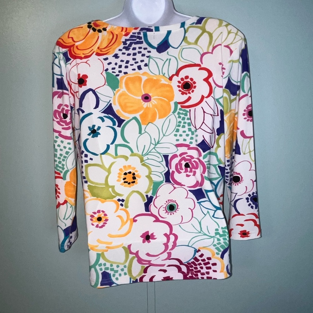 ELCC  Blouse‎ Size Medium Multi Color Floral - Picture 7 of 9